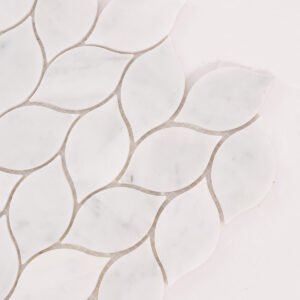 Mosaico de mármol – Carrara, blanco, hoja
