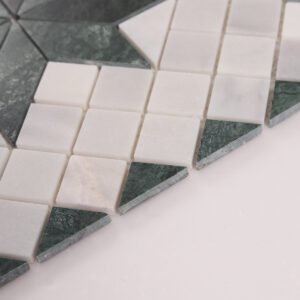 Mosaïque en marbre – Carrara, blanc / vert, étoilé, pour sol