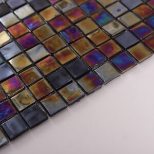 Mosaikfliesen – Schwarz, Quadrate, irisierend