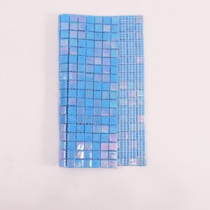 Mosaico de vidrio – azul, cuadrado, iridiscente, para suelo