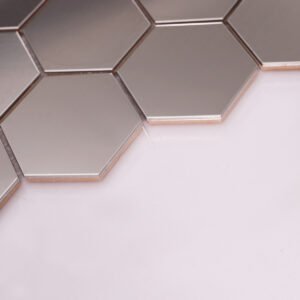 Piastrelle a mosaico in acciaio inossidabile – argentato, esagonale, spazzolato – BJ-3F8EFCCC3C2A