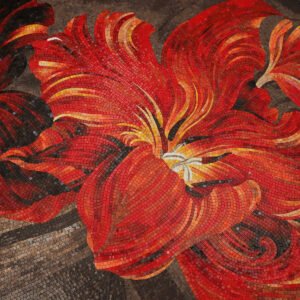 Individuell anpassbares Glasmosaikbild – Große rote Blume