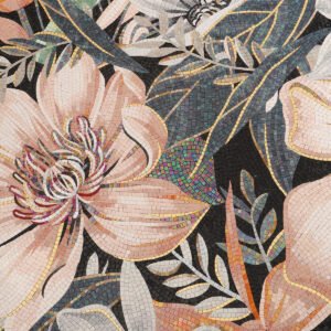 Individuelles handgefertigtes Glasmosaikbild – Florales Wandmotiv
