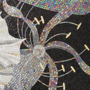 Disegni d’arte di Mosaico di fiore su misura della mano nera e bianca