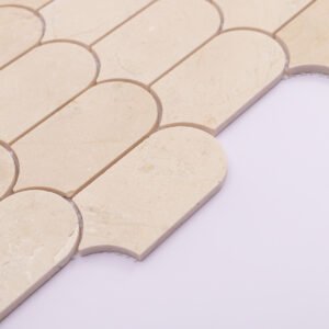Mosaïque en marbre – beige, motif écailles, format allongé