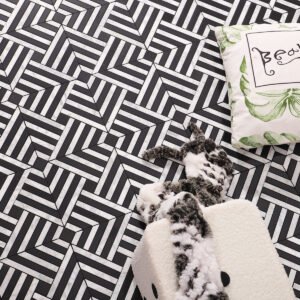 Piastrelle a mosaico in marmo – Carrara, bianco / nero, a motivi geometrici