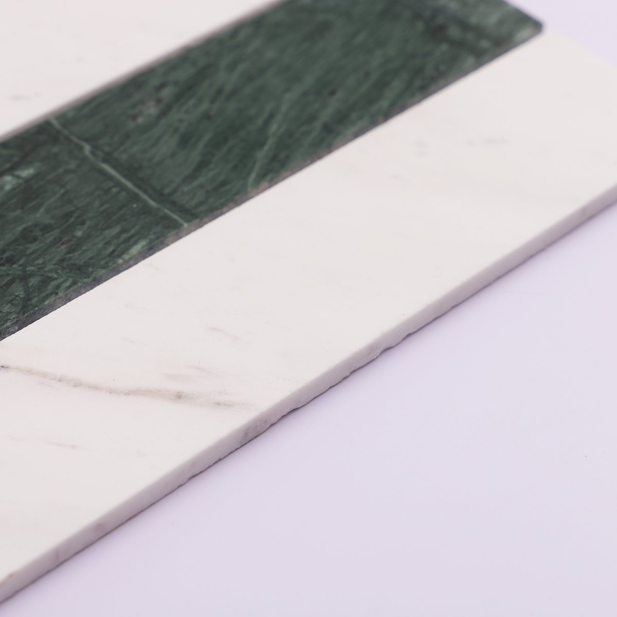 side view of the marble strips tile showcasing its thickness
