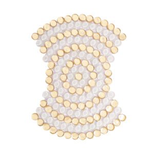 Glasmosaikfliesen – Weiß / Goldfarben, Rundformen, geometrisches Muster