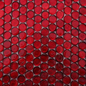 Runde glassmosaikkfliser til vegg i kraftig rødt