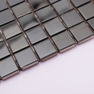 Mosaïque en acier inoxydable – noir, carré, effet miroir, pour crédence