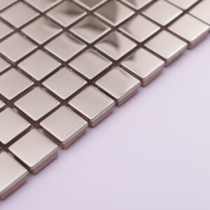 Piastrelle a mosaico in acciaio inossidabile – argentato, quadrato, a specchio