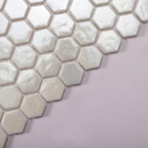 Piastrelle a mosaico in vetro – beige, esagonale – BJ-C7D3201A60C1
