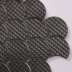 Piastrelle a mosaico in metallo – nero, a squame di pesce