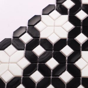 Mosaïque – blanc / noir, motif tressé, format oblong