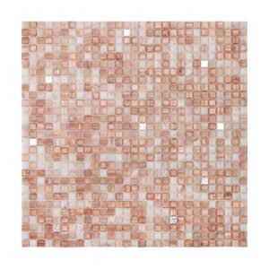Obverse side of mini square glass mosaic tile with 24K platinum.