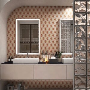 Mosaïque en verre – beige / marron, en losange, pour mur