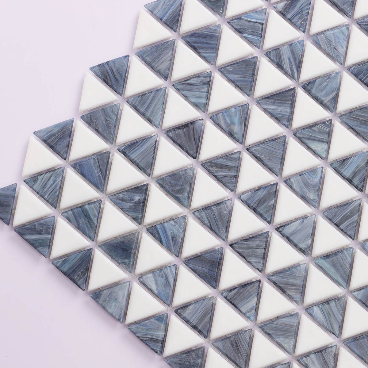 Deep Blue and White Triangle Fired Earth Glass Mosaic Bathroom Tiles