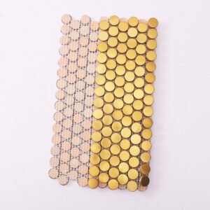 Metallmosaikfliesen – Goldfarben, kleine Rundformen, Rundformen, für Wände
