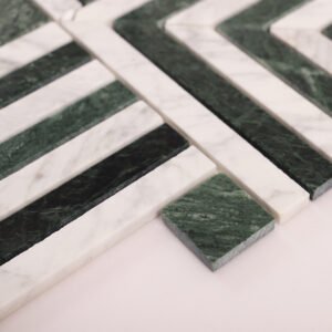 Piastrelle a mosaico in marmo – Verde, Carrara, bianco / verde, a motivi geometrici