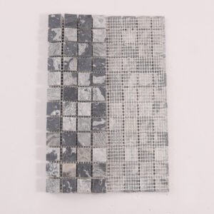 Piastrelle a mosaico in pietra naturale – grigio scuro / grigio, quadrato, per pareti
