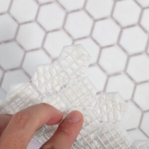 Piastrelle a mosaico in vetro – bianco, esagonale – BJ-74C21796EC55