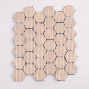 Silverfärgad sexkantig 3D-mosaikplatta i rostfritt stål med spegelfinish för vägg