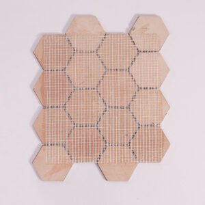 Piastrelle a mosaico in acciaio inossidabile – argentato, esagonale, spazzolato – BJ-3F8EFCCC3C2A