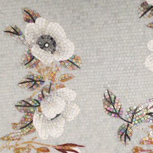 Mosaïque en verre – motif floral, fait main
