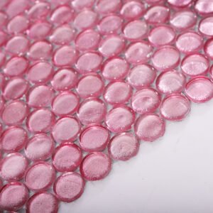 Piastrelle a mosaico in vetro – rosa, tondo piccolo, rotondo, lucido, per pareti