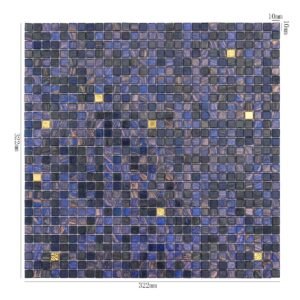 Micro mosaico de vidro azul-marinho Fired Earth, 10 × 10 mm