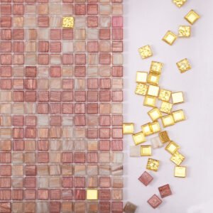 Glasmosaikfliesen – Goldfarben / Rosa, 24K-Gold, Miniformat