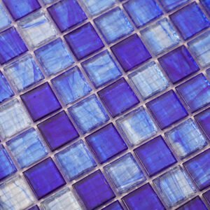 Mosaïque en verre – ambre / bleu, pour piscine