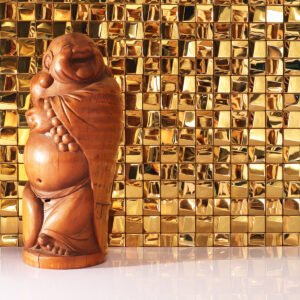 Mosaico de acero inoxidable – dorado, cuadrado, 3D, brillante