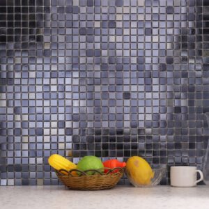 Polished Fired Earth Glass Black Mosaic Swimming Pool&Showeroom Wall Flooring Tiles 20X20mm