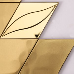 Mosaikfliesen aus Edelstahl – Goldfarben, Rauten, 3D-Struktur, für Wände – BJ-3D2E791B08BC