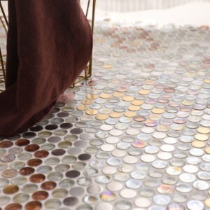 Mosaïque en verre et métal – rond