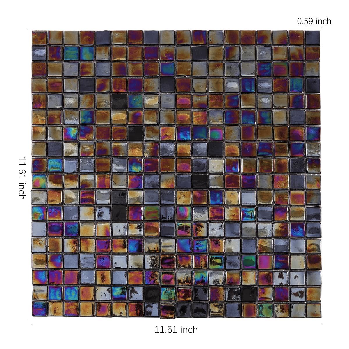Black Iridescent Square Mosaic Tile