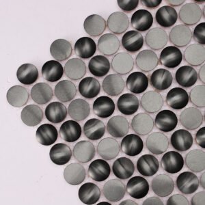 Metallmosaikfliesen – Schwarz, kleine Rundformen, Rundformen, 3D-Struktur