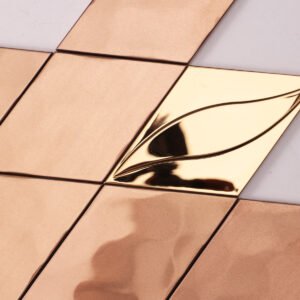 Metallmosaikfliesen – Roségold, Rauten, für Fliesenspiegel – BJ-28D07EDF0073