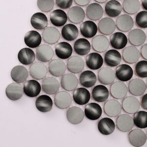 Metallmosaikfliesen – Schwarz, kleine Rundformen, Rundformen, 3D-Struktur
