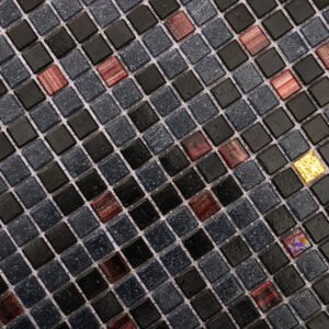 Blandad svart mikromosaik av Fired Earth-glas med guld