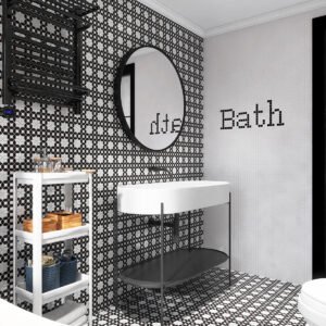 Mosaïque – blanc / noir, motif tressé, format oblong