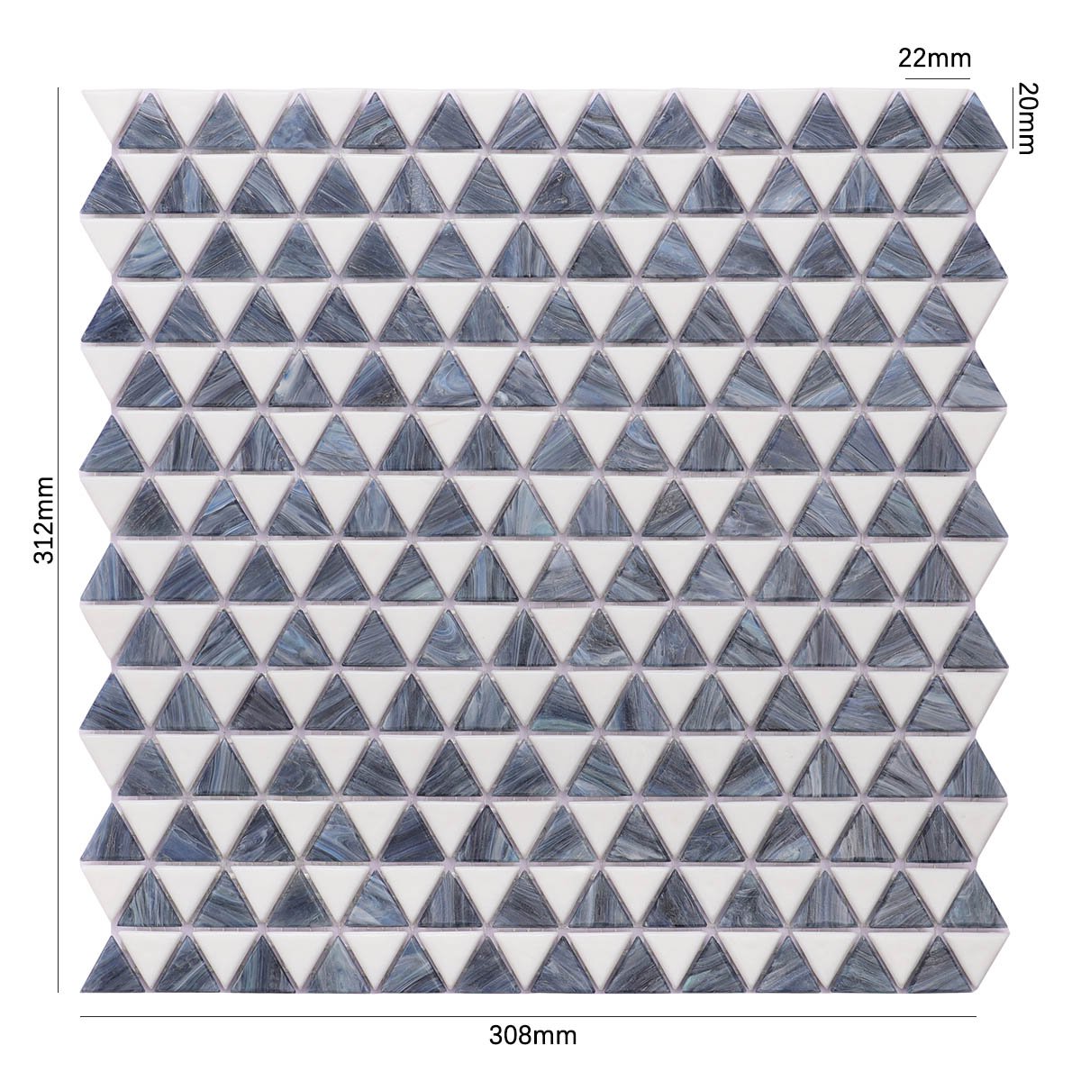 Deep Blue and White Triangle Fired Earth Glass Mosaic Bathroom Tiles
