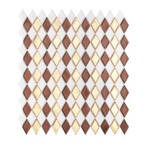 Gold&Brown Checkerboard Diamond Glass Mosaic Tiles