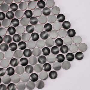 Metallmosaikfliesen – Schwarz, kleine Rundformen, Rundformen, 3D-Struktur