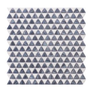 Deep Blue and White Triangle Fired Earth Glass Mosaic Bathroom Tiles