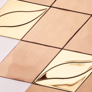 Metallmosaikfliesen – Roségold, Rauten, für Fliesenspiegel – BJ-28D07EDF0073