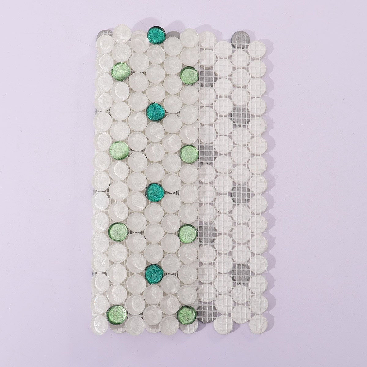 White Mix Green Penny Round Glossy Glass Mosaic Tiles