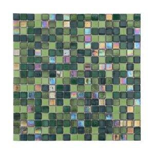 Green Mixed Multicolor Iridescence Glass Mosaic Tiles