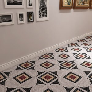 Piastrelle a mosaico in marmo – bianco / nero, artigianale